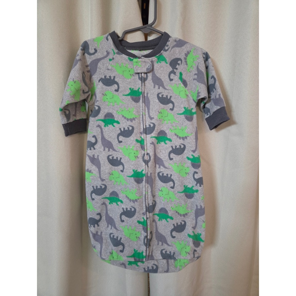 Just One You by Carters Baby Fleece Sleep Sack Dinosaur Print Grey Green 0-9M